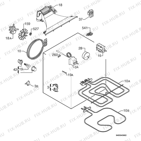 Взрыв-схема плиты (духовки) Zanussi ZOB780W - Схема узла Electrical equipment 268